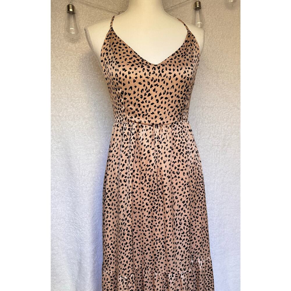 Cupshe Ayana Lace-up Backless Maxi Slip Dress A Line Cheetah Print Women's Small - Picture 4 of 11